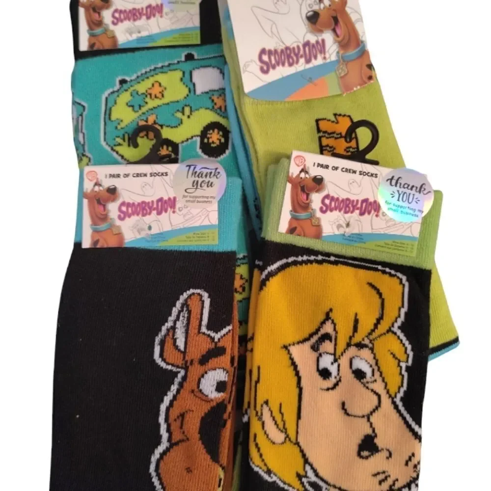 WB 4 Pairs Colorful Neon Scooby Doo Printed‎ Crew Socks NWT